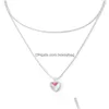 Pendanthalsband Dubbelskikthalsband för kvinnor imitation Pearl Crystal Heart Chokers Girls Gift Böhmen smycken Drop Delivery Pend Dhago