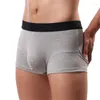 Underbyxor pojkar boxare män underkläder andas in solida färg boxershorts shorts ropa sexig bombre hemkläder bomull