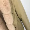 Damen Pelz Faux Natur Mantel Große große Kragen Kapuze dick warm echtes Futter abnehmbare Winterjacke StreetwearDamen DamenDamen