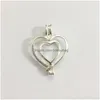 Pendant Necklaces Solid 925 Sier Hollow Dobe Heart Love Locket Cage Can Hold 79.5Mm Pearl Beads Mounting Drop Delivery Jewelry Pendan Dhnv3