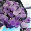 Arts And Crafts Natural Stone Amethyst Irregar Shape Pendant Charms Necklaces Reiki Healing Chakra Crystal Necklace For Women Jewelr Dhz0K