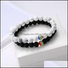 Brins de perles Drapeau arc-en-ciel Signe Distance Lgbt Pride Couple Bracelet Pour Femmes Hommes Gay Lesbienne Noir Blanc Perles Chaînes Charme Bangl Otanw