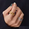 Cluster Rings Punki Gold Sier Color Chunky Link Twisted Geometric Chain Ring for Women Vintage Open Justerbar 2021 Trendy Drop Deli Dhrnk