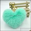 Portachiavi Cuore Pompon Arcobaleno Palline di peluche Portachiavi Ciondolo per donna Accessori borsa per auto moda Portachiavi Titolare P285Fa Drop Deliv Dhrkm