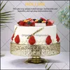 Cuisson Pâtisserie Outils Métal Miroir Gâteau Stand Plateau Creux Support Rond Plaque Décorative Pour La Maison Fête D'anniversaire Anniversaire De Mariage Dhrvu