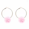 Pendientes de aro moda mujer Pom geométrico diseño Simple 7 colores bola redonda señoras niñas pendientes de pompón Brincos