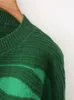 여자 니트 티 가디건 스웨터 2023autumn Winter Green Striped O-Neck 따뜻한 긴 소매 여성 패션 스트리트 우아한 청소년 스웨터 폰