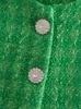 Chaquetas de mujer, chaleco de Tweed para mujer, chaqueta corta elegante Retro con cuello redondo de dos botones y diamantes a cuadros verdes 2023 para mujer