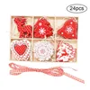 Kerstdecoraties Decoratie voor thuis sneeuwvlok/louev-heart/xmas boom/herten/bel houten stuk 24 stks hangende ornament-accessoires