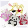 Key Rings Womens Cute Bear Faux Fur Ball Pom Poms Keyring Animal Plush Holder Keyfobs Jewelry For Lady Accessories Gifts Drop Deliver Dh0R8