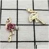 Charms 10st Crystal Flamingo Charm smycken tillbehör örhänge hänge armband halsband zinklegering diy hitta 15x30mm drop delive dh6mb