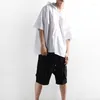 Men's T Shirts Korean Version Of Fashion Summer Hooded Short-sleeved Shirt Light Luxury Half-sleeved Loose Cape Bat Personali