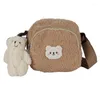 Wallets 2023 Autumn And Winter Cute Bear Messenger Bag Women Plush Mobile Phone Girls Small Shoulder