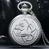 Pocket Uhren FOBS Männer Frauen Fullmetal Alchemist Edward Elric Quartz Uhr Cosplay Cartoon FOB Uhr Anhänger Unisex Geschenk mit Kette