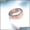Bandringen titanium staal 6 mm roterend voor womewn mannen ros￩ goud regenboog berijpte oppervlak Lucky Runner Engagement Wedding Joodly Gifty Dh32y