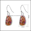 ダングルシャンデリアファッション6colors Druzy Drusy earrings sier Mettated Geometry Faux天然石女性ジュエリードロップ配達ot45n