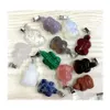 Charms Fubaoying Gemstones tallado Animales Tortugas Colleto de cuarcita Rose Rose para joyas que realizan C3 Drop de entrega DNHNOU
