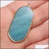 Arts And Crafts Natural Stone 23X4M Rec Rose Quartz Turquoise Tigers Eye Pendant Charms Diy For Necklace Earrings Jewelry Making Dro Dhyaj