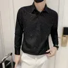 Camicie casual da uomo Marca Farfalla colorata Abito in rilievo Uomo Taglia asiatica Manica lunga Maschile Camicia da discoteca Camisa Social Masculina