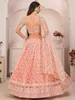 فساتين الحفلات ضيفًا ورديًا للحفلات الراقصة مع Wrap Choli Lahnga Half Saree Lehenga Caftan Princess Pccasion Body