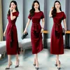 Casual klänningar Mid Long Korean Fashion Acetate Satin Dress