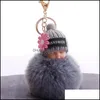 Nyckelringar Fashion Chains Creative Flower Slee Baby Doll Nyckelring fluffig p￤ls Pompom Keyrings for Women Girls Gift Drop Delivery Jewelr Dhvlu