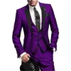 Ternos Masculinos 2023 Ternos Masculinos Slim Fit 3 Peças Smoking Borgonha Gentle-Mens Casamento Notch Lapela Smoking Terno (Jaqueta