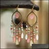 Cuelga la lámpara clásica de la vendimia para mujer Corf Crystal Beads Pendientes largos de la borla Joyería de moda Bohemia Pendiente de boda Perchas 4 Dh7De