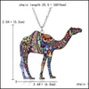 Hangende kettingen Colorf dubbele zijde acryl printen katten hond draak paarden kameel ketting voor vrouwen kostuum trui ketting handgemaakt een otlyl