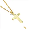 Pendant Necklaces Mens Iced Out Cross For Women Hip Hop Bling Crystal Crucifix Gold Sier Chains Rapper Hiphop Jewelry Gift Drop Deli Ot46D