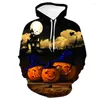 Herrtröjor 2023 Halloween Pumpkin Lantern 3D Printed Street Hip-Hop Hoodie Size XXS-6XL