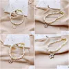 Beaded Strand South Korea Simple Drop Glaze Natural Pearl Bracelet Fivepointed Star Love Zircon Niche Baroque Specialshaped Fashion Dhepf