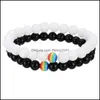 Brins de perles Drapeau arc-en-ciel Signe Distance Lgbt Pride Couple Bracelet Pour Femmes Hommes Gay Lesbienne Noir Blanc Perles Chaînes Charme Bangl Otanw