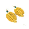 Stud Bohemian Colorf Tassels Earrings Cotton Thread Handmade Leave Pattern Ethnic Style Woven Leaf Drop Delivery Jewelry Dhdiw