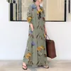 Casual Dresses 2023 Spring Fashion Style Printed Lapel Long Sleeve Pocket Loose Cotton And Linen Comfortable Dress Female Trend