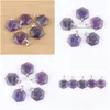 Anhänger Halsketten 5 teile/los Facettierte Polygon Form Amethysten Naturstein Anhänger Für Schmuck Machen DIY Halskette Ohrringe Tn4379 Dr Dhgzy