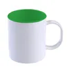 Wholesale 11oz Plastic White Sublimation Handle Mugs 400ml Heat Transfer Cups Blank Coffee Mug For Sublimating Color Inside A12