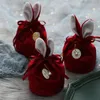 Emballage cadeau 1 Pc oreille flanelle sac bonbons Cookie fête de mariage Goodie emballage sacs pour Biscuits Snack événement fournitures