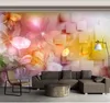 Carte da parati Bacaz Grandi murales 3D Grid Flower Wallpaper Wall Po Murale per soggiorno Decorazioni di carta