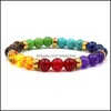 Bedelarmbanden lava steen 7 chakra 8 mm rots kraal elastische natuurlijke stenen bangle yoga energiebelet voor mannen meisje sieraden q52fz drop dhbqa