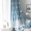 Rideau à motifs de nuages blancs, bleu, dessin animé, en coton, lin, velours, brodé, pour salon, salle à manger, chambre à coucher, pour enfants