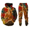 Herrspåriga HARAJUKU 3D Tiger Tryckta män Hoodies Pants Casual Hooded Sweatshirt Sweatpants 2pc Set Autumm och Winter SP2283