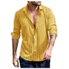 Men's Casual Shirts Fashion Men Long Sleeve Striped Printed Turn-down Collar Button Hawaiian Breathable Shirt Blouse Camisa Masculina