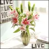 Fiori decorativi ghirlande nuove floreali artificiali gigli bouquet 3 teste decorazioni per la casa floreale per matrimoni Delivery drop drop parto oto6y