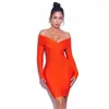 カジュアルドレス2023春秋のオレンジ色のファッション包帯ドレス