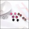Stud Arrival 12Mm Handmade Round Crystal Druzy Earring For Women Men Sier Color Titanium Steel Fashion Jewelry Gift Drop Delivery Ear Dh70M
