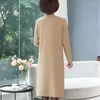 Sıradan Elbiseler Kadın Sonbahar Uzun Kollu Örme Elbise Ceket 2023 WIZTER Batı tarzı Anne Cheongsam Kazak İki Parçalı Takım A832