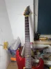 Guitarra eléctrica personalizada, incrustaciones onduladas en el diapasón, tuerca de seguridad, puente Floyd Rose Vibrato, diseño de cuerpo delgado rosa plateado