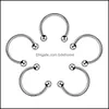 Ringos de nariz pinos moda moda aço inoxidável Horseshoe Ring Fake C Clip Lip Piercing Stud Hoop para mulheres homens 6/8/10mm Drop Drop Je Otqnw