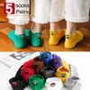 Frauen Socken 5 Paar Koreanische Mode Pack Kawaii Cartoon Kurze Casual Blume Stickerei Baumwolle Lustige Knöchel Weibliche